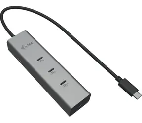 i-TEC USB-C Lade-Hub aus Metall, silber / USB-C-Hub / 5 USB-C-Anschlüsse / 8K-Video / Stromversorgung 85 W