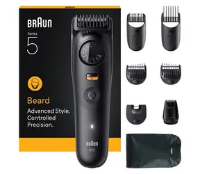 Braun BT5560 schwarz / Barttrimmer / 120 Min. Betriebsdauer / 0,5-20 mm / abwaschbar / 6 Aufsätze