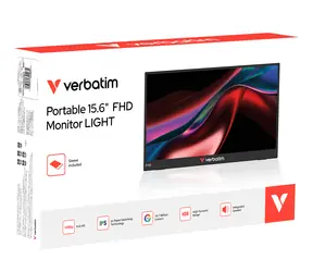 15,6" Verbatim PM-15 schwarz / Tragbarer Monitor / Full HD 1920×1080 / IPS / USB-C / Mini HDMI