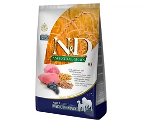 N&D Ancestral Grain Lamm & Blaubeere Adult 2,5 kg / Granulat für ausgewachsene Hunde / Mittelgroße und große Rassen