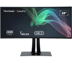 38" ViewSonic VP3881A Schwarz / Monitor / IPS / Curved / WQHD+ 3840 x 1600 / 21:9 / 60 Hz / 2x HDMI / DP / USB-C / Lautsprecher