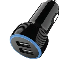 2GO schwarz / Autoladegerät / 2x USB-A / 12 W / 2,4 A