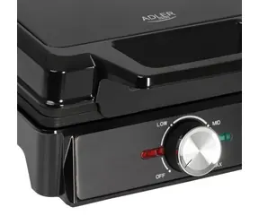 Adler AD 3088 schwarz / Waffeleisen / 2000 W / Antihaftbeschichtung / 2 Waffeln 9×14,5 cm
