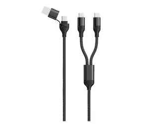 2GO DUO schwarz / Ladekabel / USB-A & USB-C auf 2x USB-C / 1,2 m
