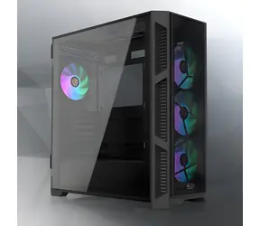 RAIJINTEK PONOS Ultra schwarz / Computergehäuse / Midi-Tower / ATX / E-ATX / Gehärtetes Glas