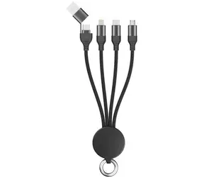 2GO 3-in-1 schwarz / Ladekabel / USB-A + USB-C auf USB-C + Micro-USB + Lightning / 15 cm