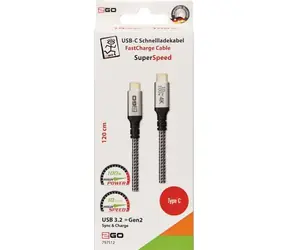 2GO 797512 schwarz / Datenkabel / USB-C / USB-C / 100 W / 1,2 m / USB 3.2 Gen 2