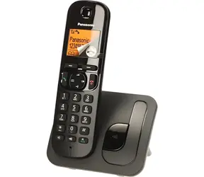 Panasonic KX-TGC210PDB, schwarz / DECT-Schnurlostelefon / 1,4"-LCD-Display / Telefonclip / Telefonbuch für 50 Nummern