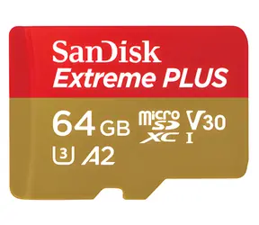 SanDisk Extreme PLUS microSDXC 64 GB + Adapter / Speicherkarte / Klasse 10 / UHS-I U3 / A2 / V30