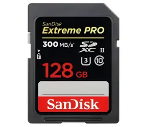 SanDisk Extreme PRO SDXC 128 GB / Speicherkarte / Klasse 10 / UHS-II / U3 / V90 / Lesen: 300 MB/s / Schreiben: 300 MB/s