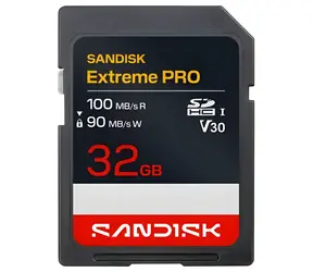 SanDisk Extreme PRO SDHC 32 GB / SD-Karte / Lesegeschwindigkeit 100 MB/s / Schreibgeschwindigkeit 90 MB/s