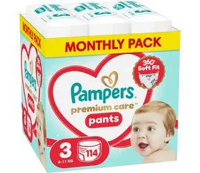 Pampers Premium Care 6-11 kg (114 Stück) / Windelhosen / Größe 3 (6-11 kg)