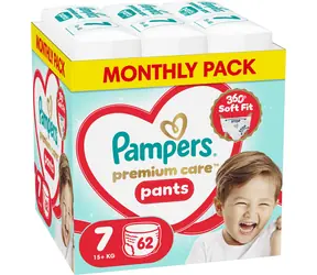 Pampers Premium Care 15+ kg (62 Stück) / Windelhosen / Größe 7 (15+ kg)