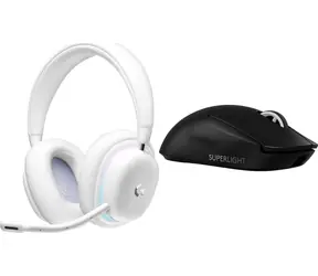 Logitech G735 weiß + G Pro X SuperLight 2 / Gaming-Set / Kabellose Kopfhörer mit Mikrofon + Kabellose Maus / Lightspeed