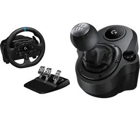 Logitech G923 + Driving Force Shifter schwarz / Gaming-Lenkrad + Pedale + Schalthebel / PS5, PS4 & PC / Trueforce / USB 2.0