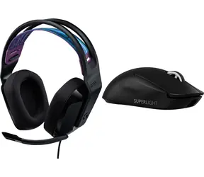 Logitech G335 schwarz + G PRO X SuperLight 2 / Gaming-Set / Kopfhörer mit Mikrofon + Gaming-Maus