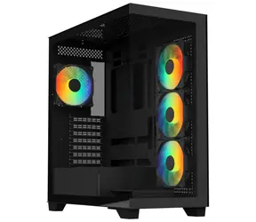 Bitfenix CETO schwarz / PC-Gehäuse / ATX / 4X 120mm FRGB / 2x USB 3.0 + USB-C / ohne Netzteil / transparente Seitenwand