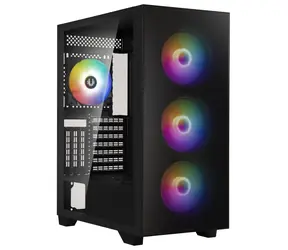 Bitfenix Flow FRGB schwarz / Gehäuse / ATX / 4X 120mm FRGB / 2x USB 3.0 / ohne Netzteil / gehärtetes Glas