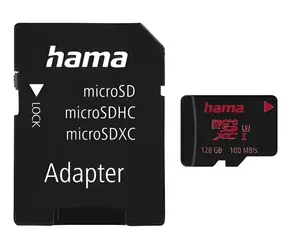HAMA microSDXC 128 GB + Adapter / Speicherkarte / Klasse 10 / UHS-I U3 / 80 MB/s