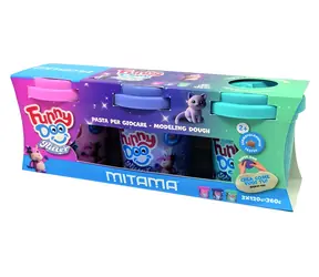 Mitama Funny Doo / Modelliermasse mit Glitzer / 3 x 120 g / lila, rosa, blau