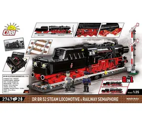 Cobi 6287 Dampflokomotive DR BR 52 mit Signal / Bausatz / 1:35 / 2747 Steine / 2 Figuren / ab 10 Jahren