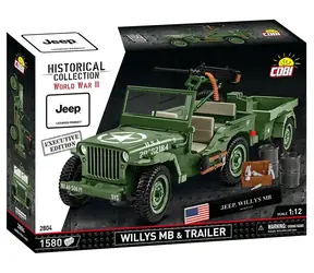 Cobi 2804 Willys MB Jeep mit Anhänger - Executive Edition / Bausatz / 1:12 / 1580 Steine / ab 10 Jahren