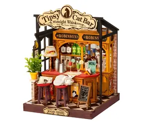 Robotime Miniatur-Tipsy-Cat-Bar / 3D-Holzpuzzle / 136 Teile / ab 14 Jahren