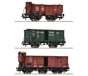 Roco 6600223 K.Bay.Sts.B. / 3-teiliges Güterwagen-Set / H0 (1:87) / Epoche I / Länge 318 mm / ab 14 Jahren