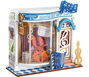 Robotime Miniaturhaus Mini-Musikinstrumentenladen / 3D-Holzpuzzle / 63 Teile / ab 14 Jahren