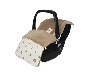 Jollein Autositz-Fußsack Mini Teddybär Waffel / ab Geburt / 42×82 cm / Baumwolle + Fleece