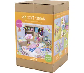 Creativ Company Maxi-Box mit Schubladen, Dekorations-/Kreativset mit Schaumstoffknete, Pompons und Bügelperlen