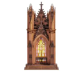 Robotime 3D-Holzpuzzle Kathedrale Zwillingstürme / 3D-Puzzle / LED-Beleuchtung / 111 Teile / ab 14 Jahren