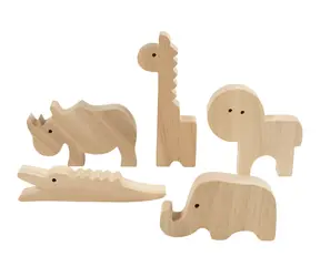 Creativ Company Holz-Safari-Tiere / Kreativset / 10 Figuren / Höhe 3-14,5 cm / ab 3 Jahren