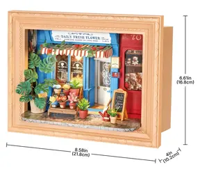 Robotime Florist / 3D-Holzpuzzle im Rahmen / 183 Teile / LED-Beleuchtung / ab 14 Jahren