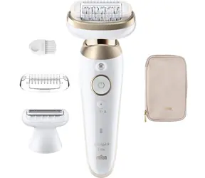 Braun Silk-épil 9 Flex SES9-030 Weiß-Gold / Epilierer / 40 Pinzetten / 2 Geschwindigkeitsstufen / 50 Minuten Betriebsdauer / Nass & Trocken