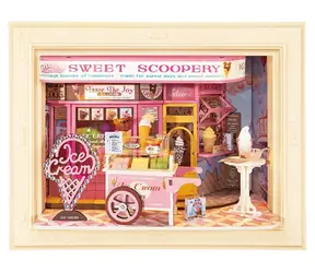 Robotime Sweet Scoopery Eisdiele / 3D-Holzpuzzle im Rahmen / 183 Teile / ab 14 Jahren