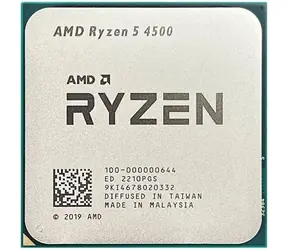 AMD RYZEN 5 4500 OEM / Prozessor / 3,6 GHz / Turbo 4,1 GHz / 6 Kerne / 12 Threads / L2 3 MB, L3 8 MB / AM4 / Ohne Grafikkarte / 65 W
