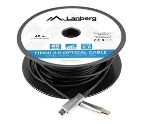 Lanberg CA-HDMI-20FB-0300-BK schwarz / HDMI-Lichtwellenleiter / 30 m / HDMI 2.0 / 4K 60Hz / 18 Gbit/s / ARC / HDR