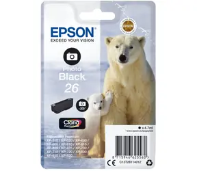 Epson 26 Claria Premium Fotoschwarz / Original-Tonerkartusche / XP-510 - XP-820 / 4,7 ml