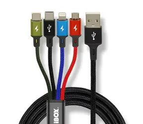 i-Box IKUM4W1 schwarz / Ladekabel / 4-in-1 / 1,2 m / 2 A / Nylon