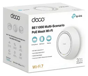 TP-LINK Deco BE65-PoE (3er-Pack) / Wi-Fi 7 System MESH BE9300 / Tri-Band / 2,4 GHz 688 Mbit/s / 5 GHz 2882 Mbit/s