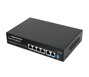 Esperanza ENS105 / Switch / 6x 10/100 Mbit/s / 4X PoE / 60 W / 30 W pro Port