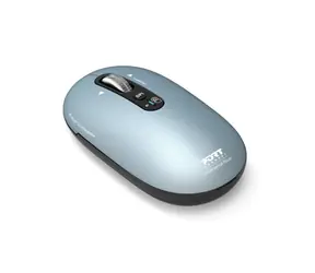 PORT CONNECT Reines MAC-Pastellblau / Kabellose Lademaus / Bluetooth / Freilaufmausrad / 3200 DPI / USB-C