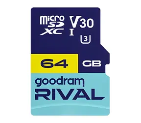 Goodram RIVAL M3AA microSDXC 64 GB + SD-Adapter / Klasse 10 / UHS-I U3 / V30 / R: 100 MB/s / Schreiben: 40 MB/s