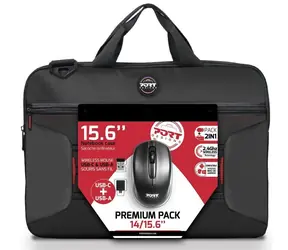 PORT DESIGNS Premium Bundle-Paket / 14"/15,6" Laptop-Tasche mit kabelloser Maus / 2,4 GHz / 1000 DPI