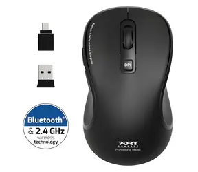 PORT CONNECT Essential schwarze kabellose Lademaus / Bluetooth & 2,4 GHz / 2400 DPI