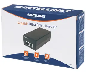 Intellinet Gigabit Ultra PoE+ Injektor / PoE-Injektor / 60 W / 2x RJ-45 Gigabit / Schwarz