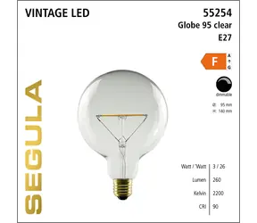 SEGULA LED-Lampe Globe 95 klar 3W / E27 / 260lm / 2200K / dimmbar