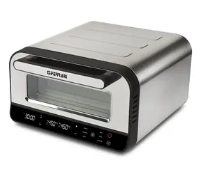G3Ferrari G10204 silber / Mini-Pizzaofen / 1850 W / 80-450 °C / 6 Programme / Pizzastein 32 × 32 cm