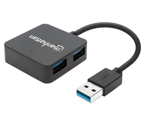 Manhattan USB 3.0 Hub, schwarz / 4X USB / Bus-Stromversorgung